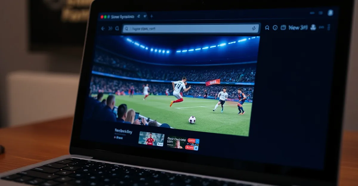 Navigateur affichant un site de streaming sportif — trouver la nouvelle adresse StreamOnSport